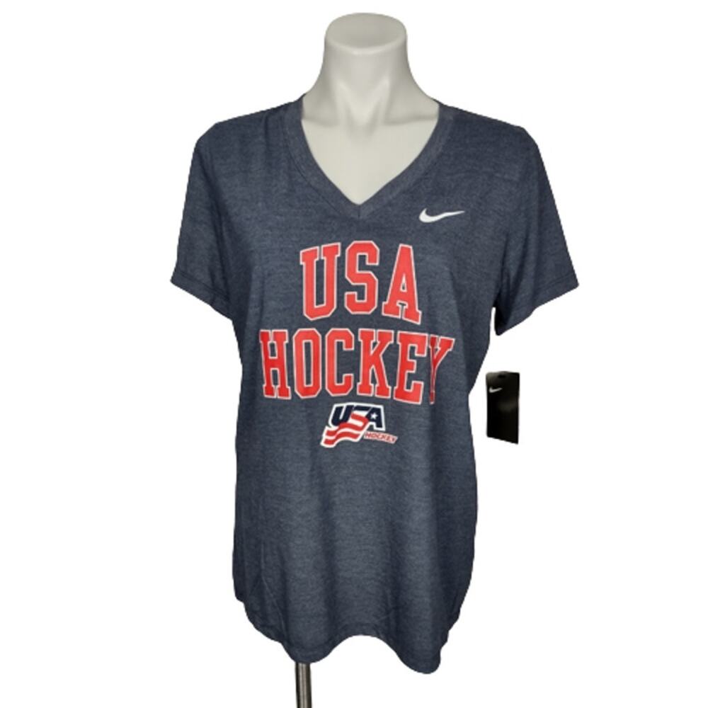 Nike USA Hockey Tri-blend V-Neck Short Sleeve T-Shirt Size Large